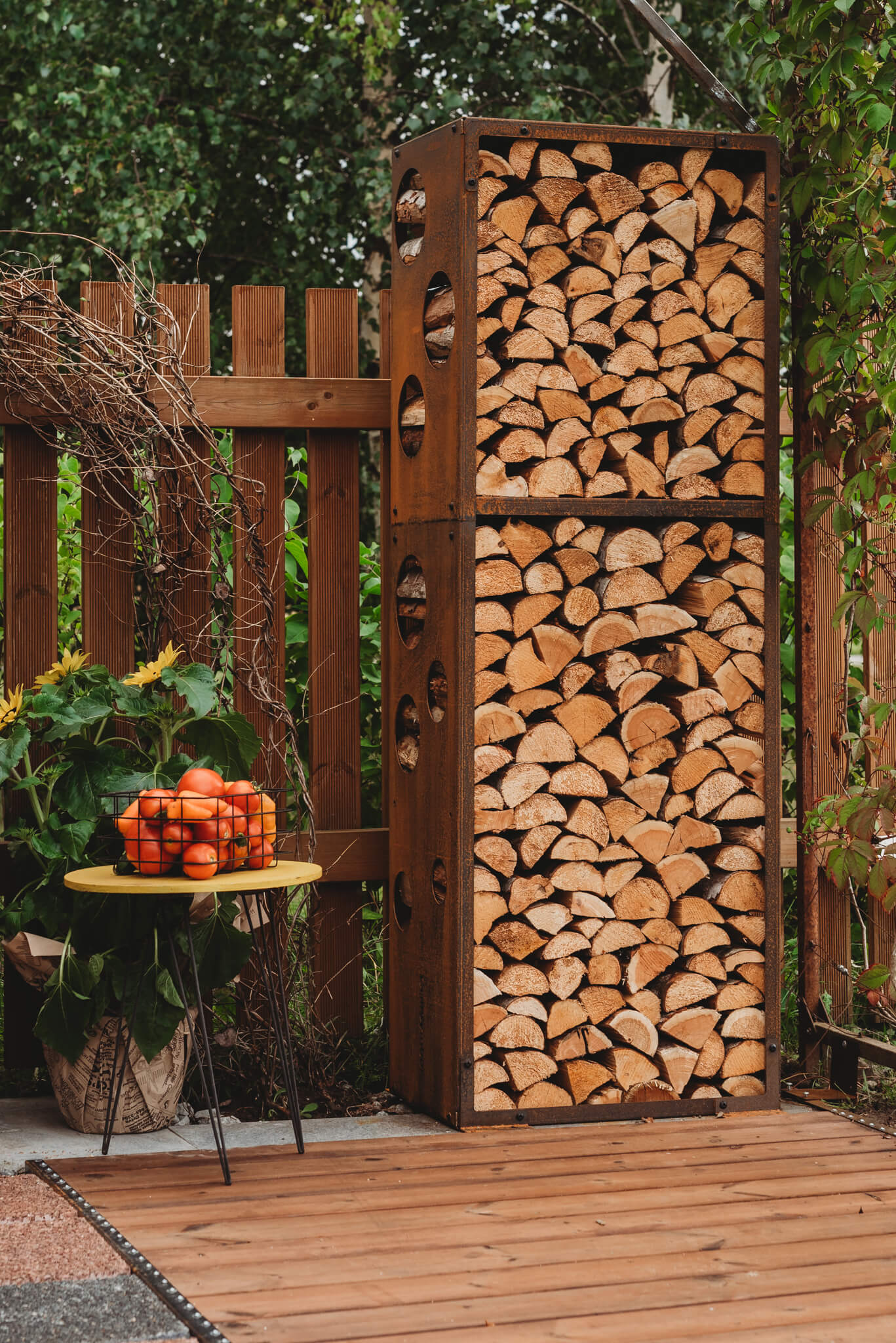 Toboli Étagère pour bois de chauffage – 100 x 25 x 60 cm